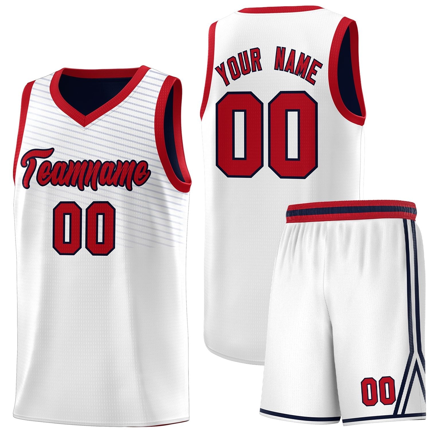 Custom White Navy Chest Slash Patttern Sports Uniform Basketball Jersey