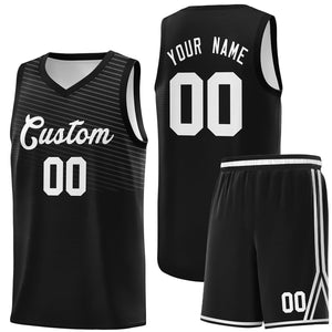 Custom Black White Chest Slash Patttern Sports Uniform Basketball Jersey