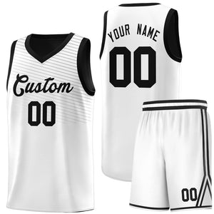 Custom White Black Chest Slash Patttern Sports Uniform Basketball Jersey