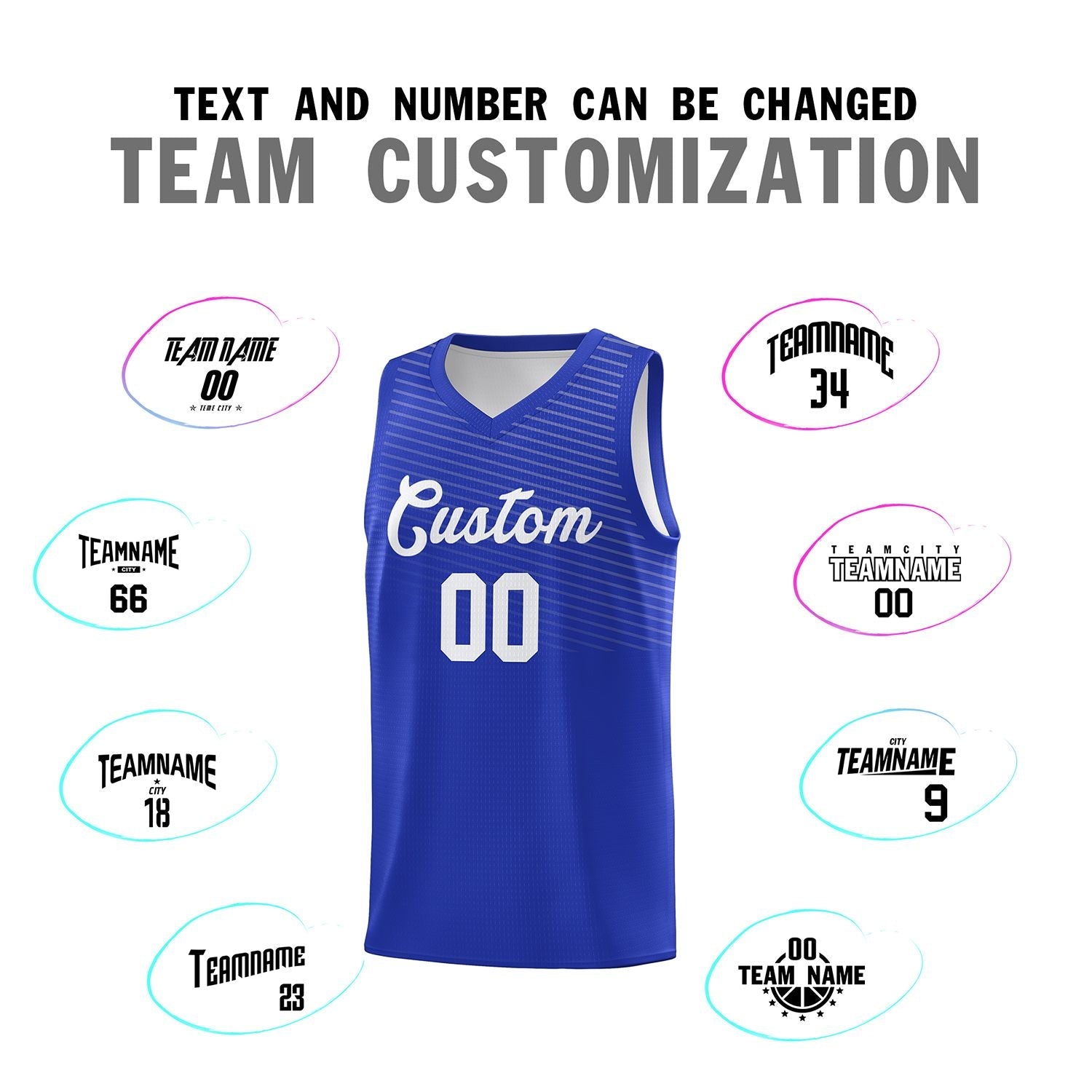 Custom Royal White Chest Slash Patttern Sports Uniform Basketball Jersey