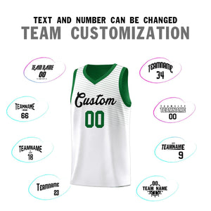 Custom White Green Chest Slash Patttern Sports Uniform Basketball Jersey