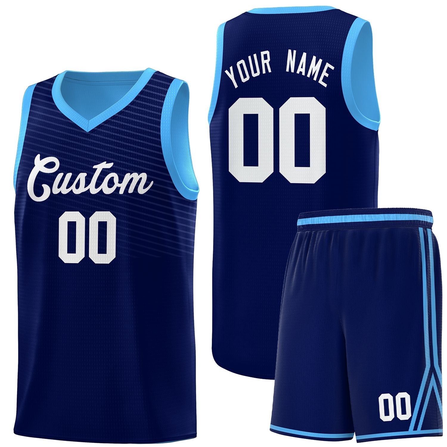 Custom Blue White Chest Slash Patttern Sports Uniform Basketball Jersey