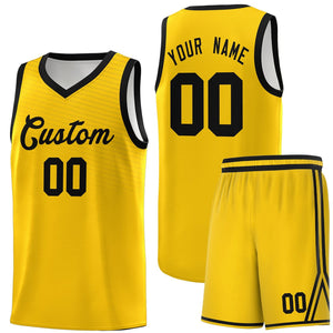 Custom Gold Black Chest Slash Patttern Sports Uniform Basketball Jersey