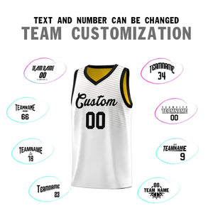 Custom White Gold Chest Slash Patttern Sports Uniform Basketball Jersey