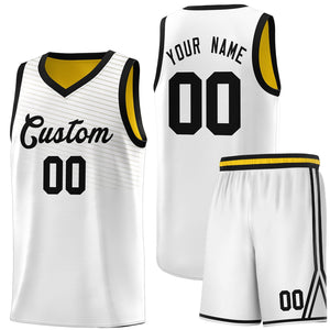 Custom White Black Chest Slash Patttern Sports Uniform Basketball Jersey