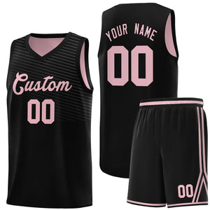 Custom Black Pink Chest Slash Patttern Sports Uniform Basketball Jersey