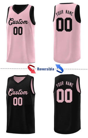 Custom Black Pink Chest Slash Patttern Double Side Sports Uniform Basketball Jersey