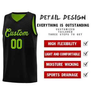 Custom Black Neon Green Chest Slash Patttern Sports Uniform Basketball Jersey