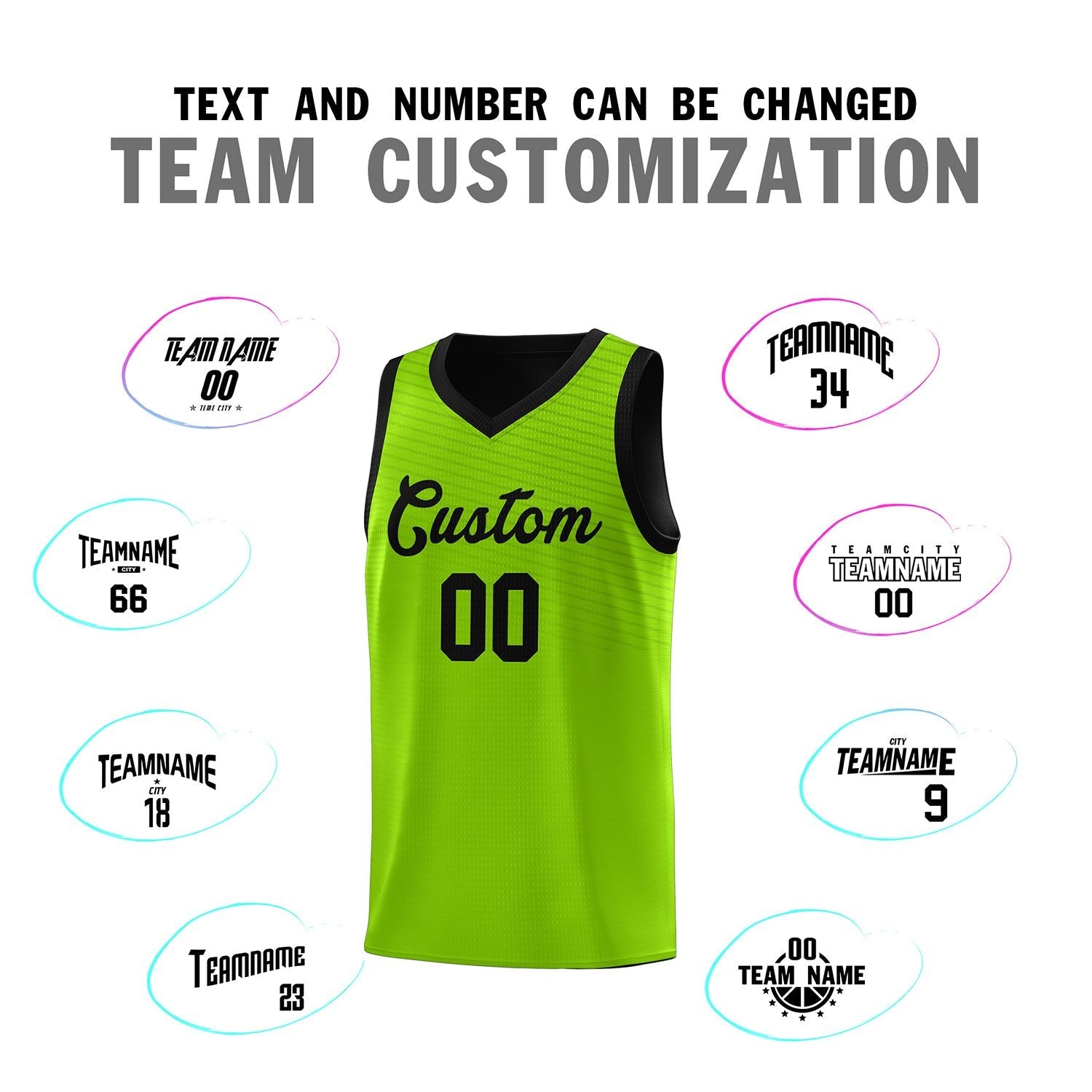 Custom Neon Green Black Chest Slash Patttern Sports Uniform Basketball Jersey