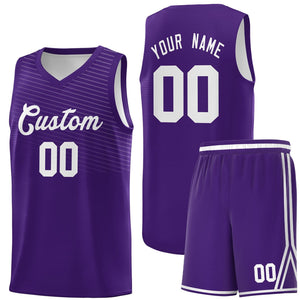 Custom Purple White Chest Slash Patttern Sports Uniform Basketball Jersey