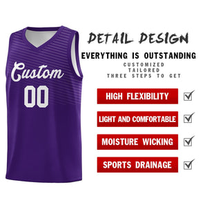 Custom Purple White Chest Slash Patttern Sports Uniform Basketball Jersey