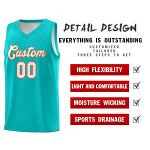 Custom Light Green White Chest Slash Patttern Sports Uniform Basketball Jersey