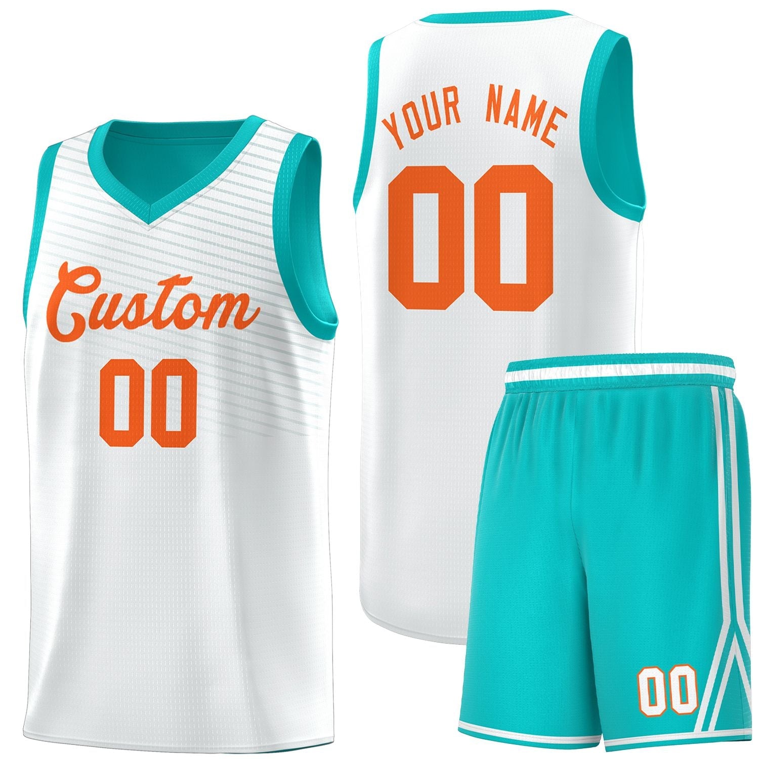 Custom White Light Green Chest Slash Patttern Sports Uniform Basketball Jersey