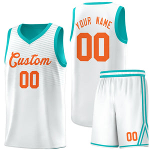 Custom White Light Green Chest Slash Patttern Sports Uniform Basketball Jersey