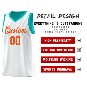 Custom White Light Green Chest Slash Patttern Sports Uniform Basketball Jersey