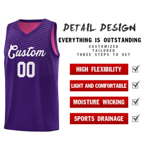 Custom Purple Pink Chest Slash Patttern Sports Uniform Basketball Jersey