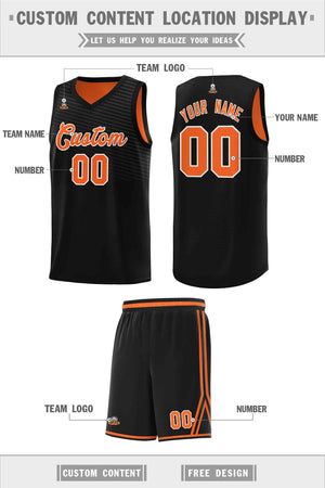 Custom Black Orange Chest Slash Patttern Sports Uniform Basketball Jersey