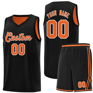 Custom Black Orange Chest Slash Patttern Sports Uniform Basketball Jersey