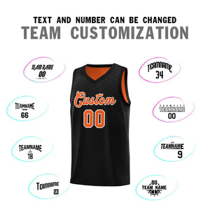 Custom Black Orange Chest Slash Patttern Sports Uniform Basketball Jersey