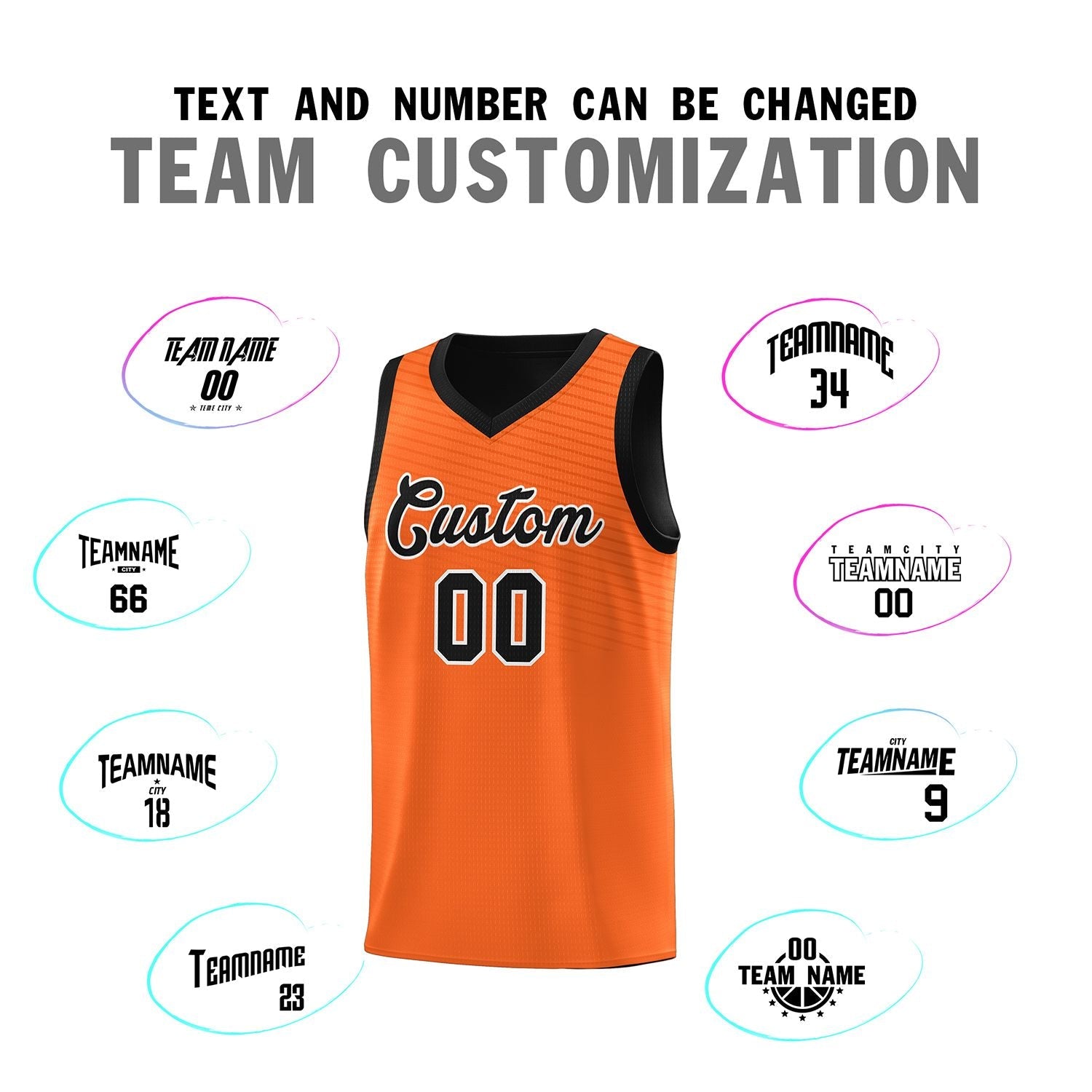 Custom Orange Black Chest Slash Patttern Sports Uniform Basketball Jersey