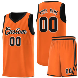 Custom Orange Black Chest Slash Patttern Sports Uniform Basketball Jersey