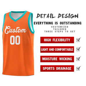 Custom Orange Light Green Chest Slash Patttern Sports Uniform Basketball Jersey