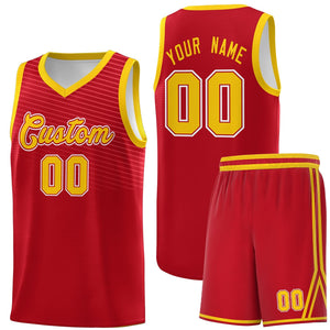 Custom Red Gold Chest Slash Patttern Sports Uniform Basketball Jersey