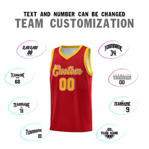 Custom Red Gold Chest Slash Patttern Sports Uniform Basketball Jersey