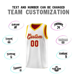 Custom White Red Chest Slash Patttern Sports Uniform Basketball Jersey