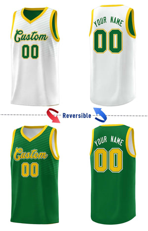 Custom Kelly Green White Chest Slash Patttern Double Side Sports Uniform Basketball Jersey