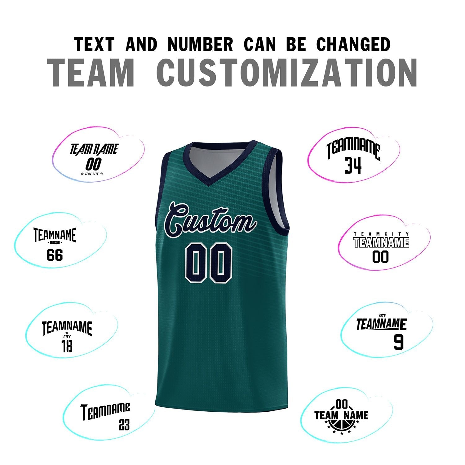 Custom Midnight Green Navy Chest Slash Patttern Sports Uniform Basketball Jersey