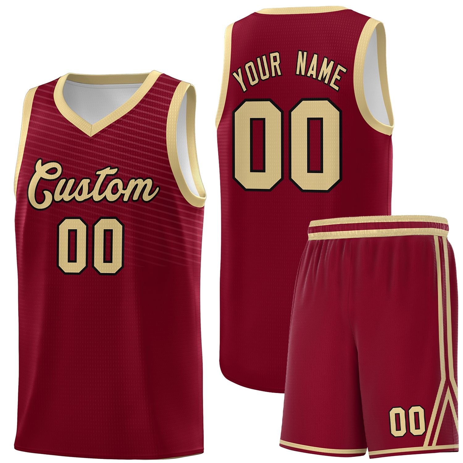 Custom Crimson Khaki Chest Slash Patttern Sports Uniform Basketball Jersey