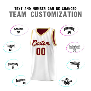 Custom White Crimson Chest Slash Patttern Sports Uniform Basketball Jersey