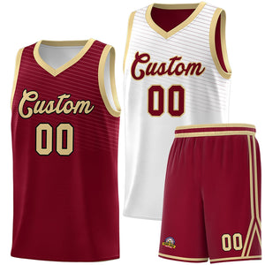 Custom Crimson White Chest Slash Patttern Double Side Sports Uniform Basketball Jersey