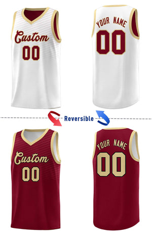 Custom Crimson White Chest Slash Patttern Double Side Sports Uniform Basketball Jersey