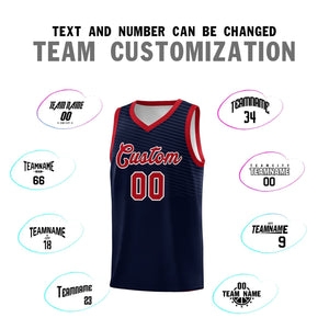 Custom Navy Red Chest Slash Patttern Sports Uniform Basketball Jersey