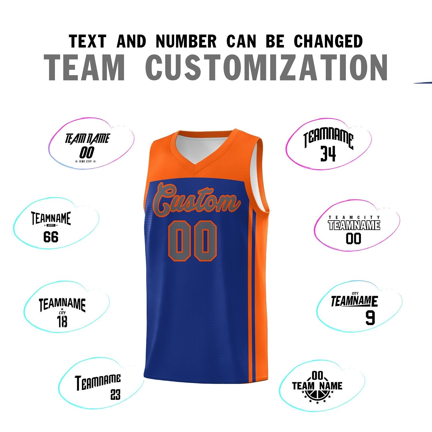 Custom Royal Orange Classic Sets Sports Uniform Basketball Jersey