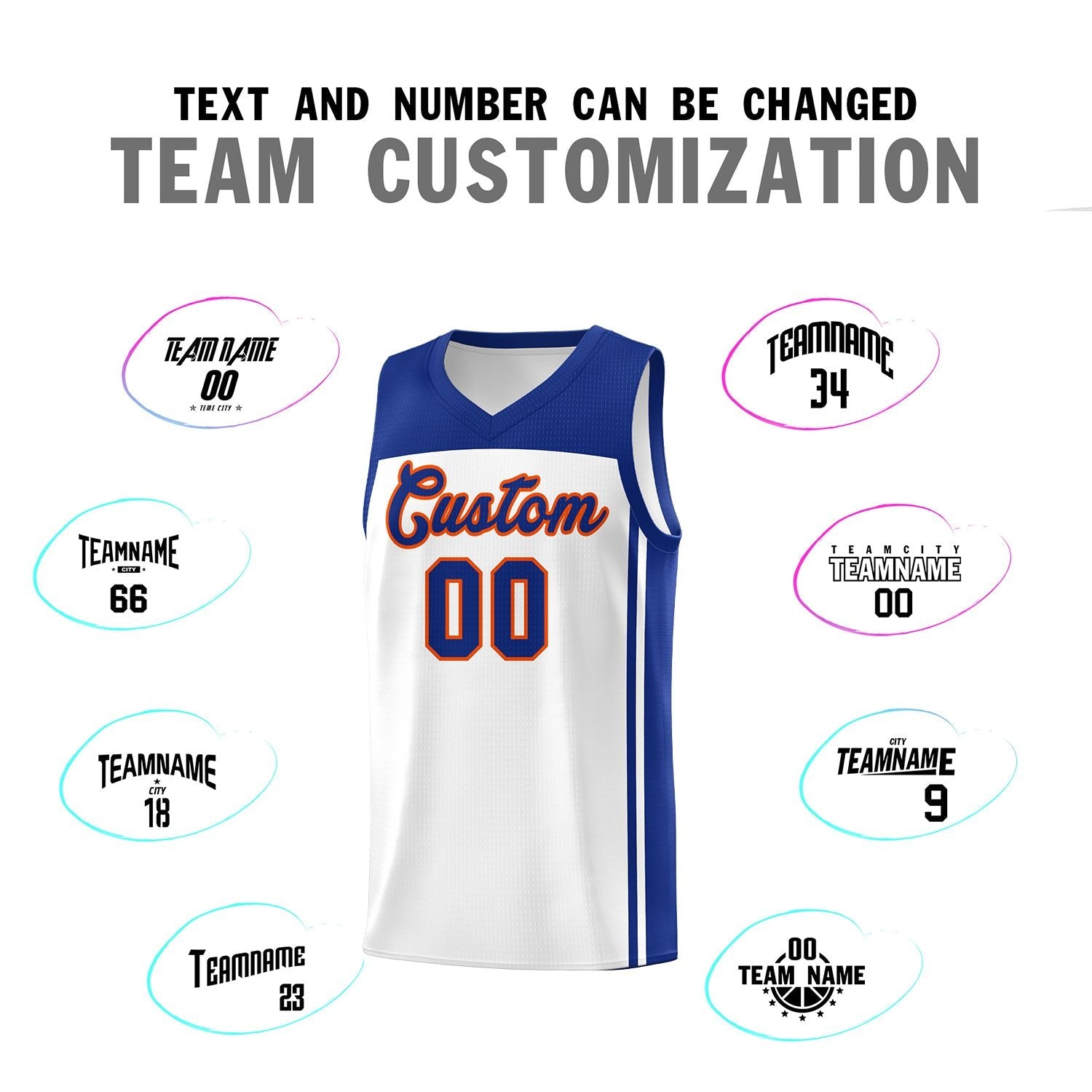 Custom White Royal Classic Sets Sports Uniform Basketball Jersey