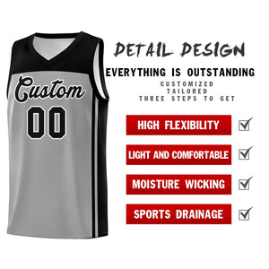 Custom Grey Black Classic Sets Sports Uniform Basketball Jersey