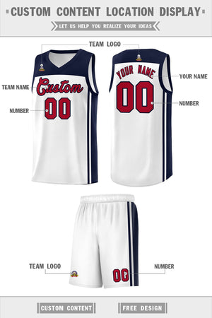 Custom White Navy Classic Sets Sports Uniform Basketball Jersey