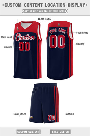 Custom Navy Red Classic Sets Sports Uniform Basketball Jersey