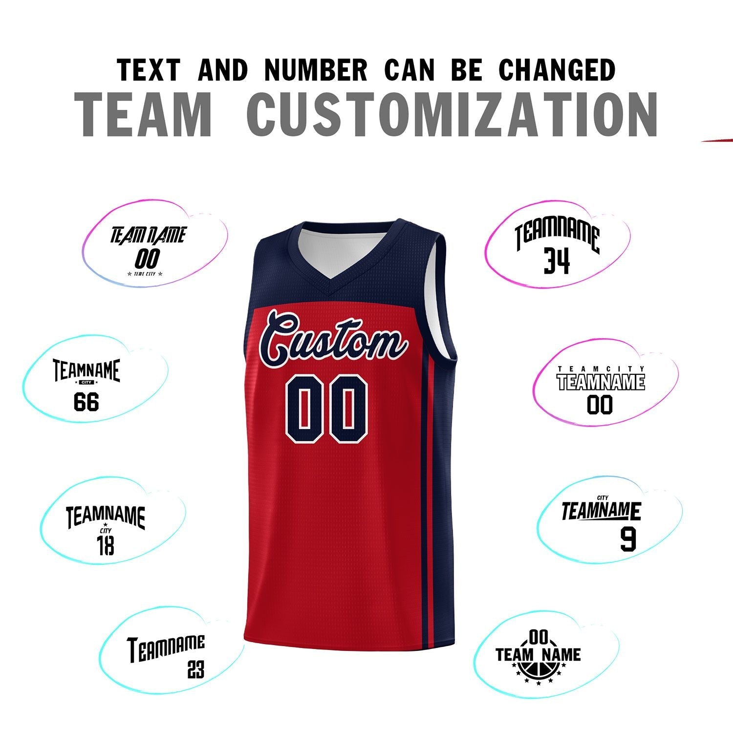 Custom Red Navy Classic Sets Sports Uniform Basketball Jersey