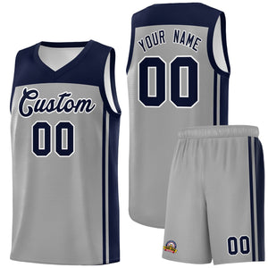 Custom Grey Navy Classic Sets Sports Uniform Basketball Jersey