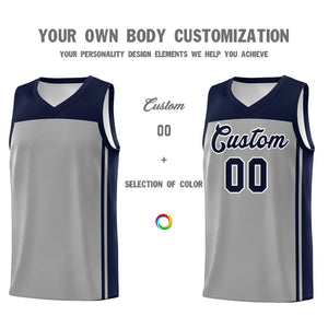 Custom Grey Navy Classic Sets Sports Uniform Basketball Jersey