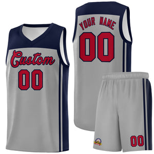 Custom Grey Navy Classic Sets Sports Uniform Basketball Jersey