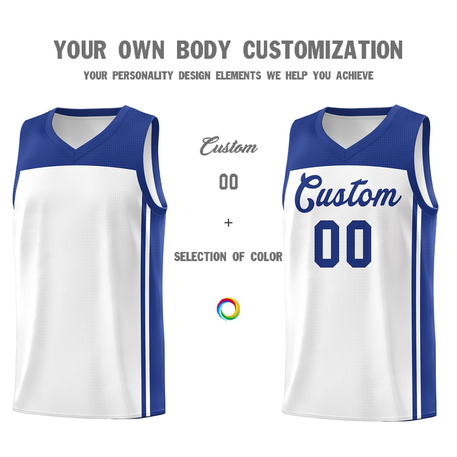 Custom White Royal Classic Sets Sports Uniform Basketball Jersey