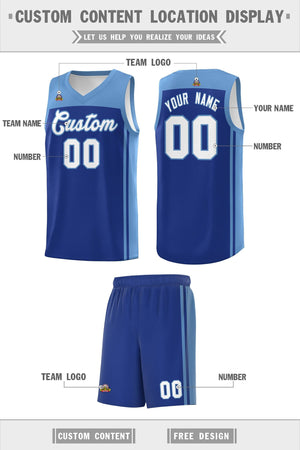 Custom Royal Light Blue Classic Sets Sports Uniform Basketball Jersey