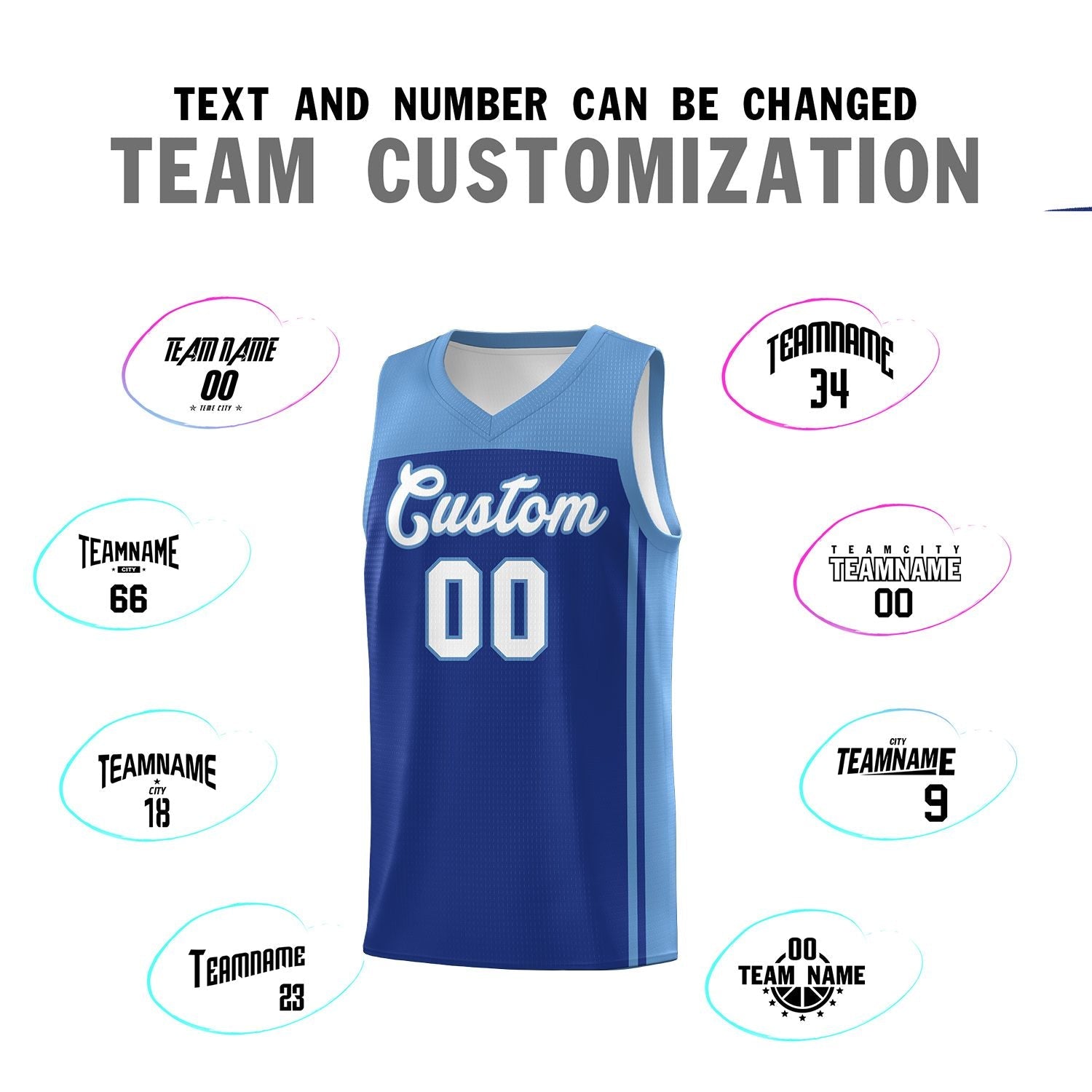 Custom Royal Light Blue Classic Sets Sports Uniform Basketball Jersey