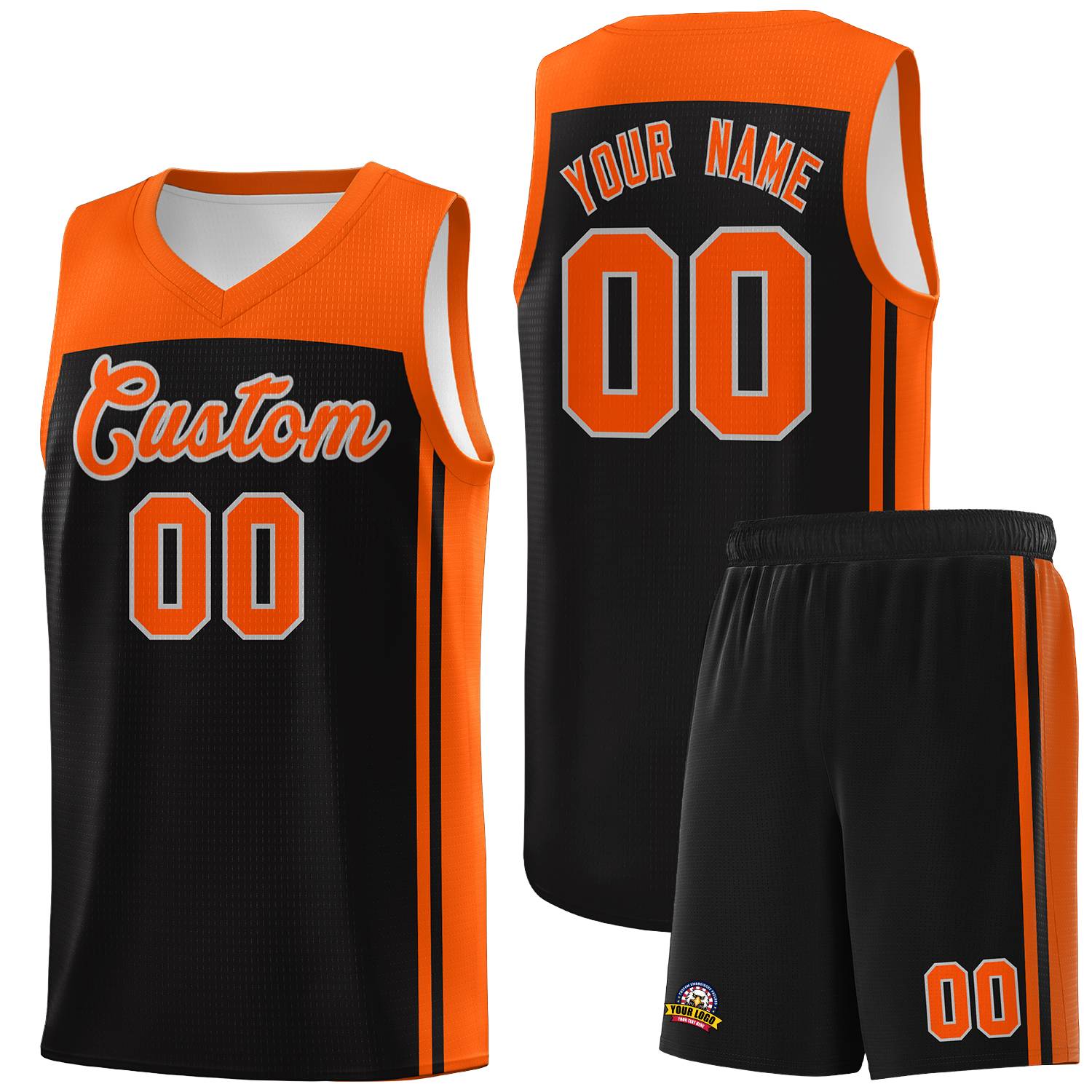 Custom Black Orange Classic Sets Sports Uniform Basketball Jersey