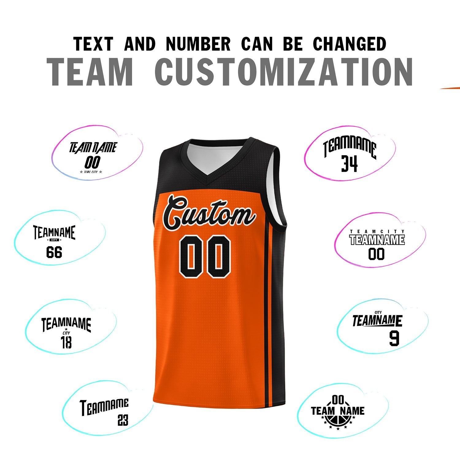 Custom Orange Black Classic Sets Sports Uniform Basketball Jersey